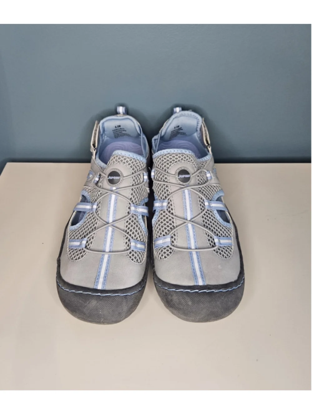 Jsport By Jambu Women's Bleeker Slip On Water Ready Sneaker Shoes Gray/Blue 9.5